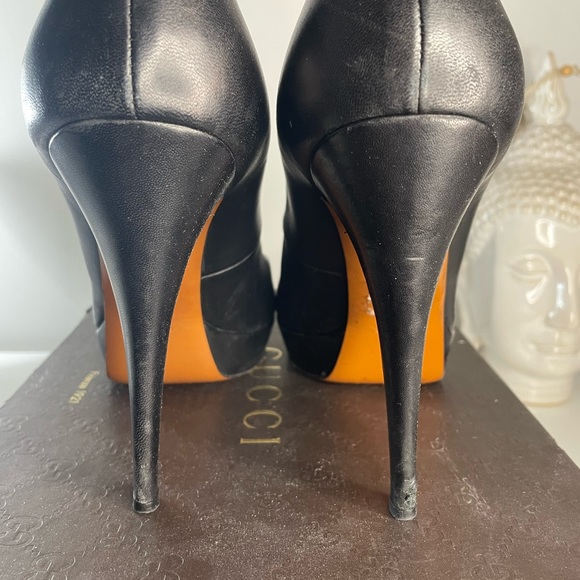 Black Gucci Platform Round Toe Black Stilettos Size 39 - Picture 8 of 9